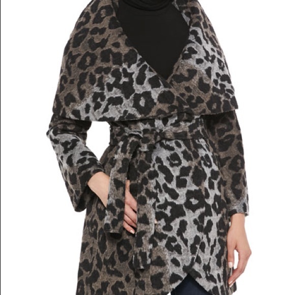 Tahari Marla Leopard wool wrap coat XS - Picture 11 of 15